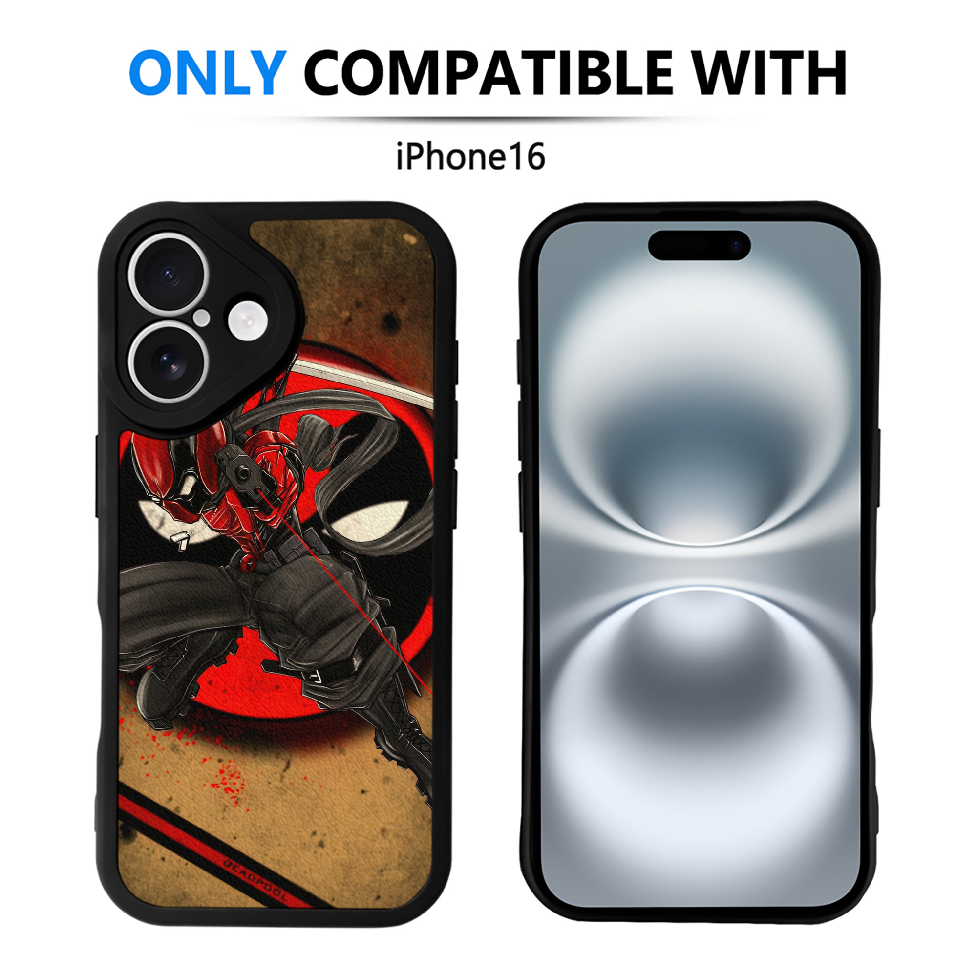 （画像用） Deadpool デッドプール 【iPhone 16シリーズ対応】シリコンスマホケース（レザー調） 材質：シリコン